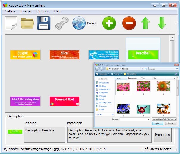 Add Images To Gallery : Slideshow Flash Xml