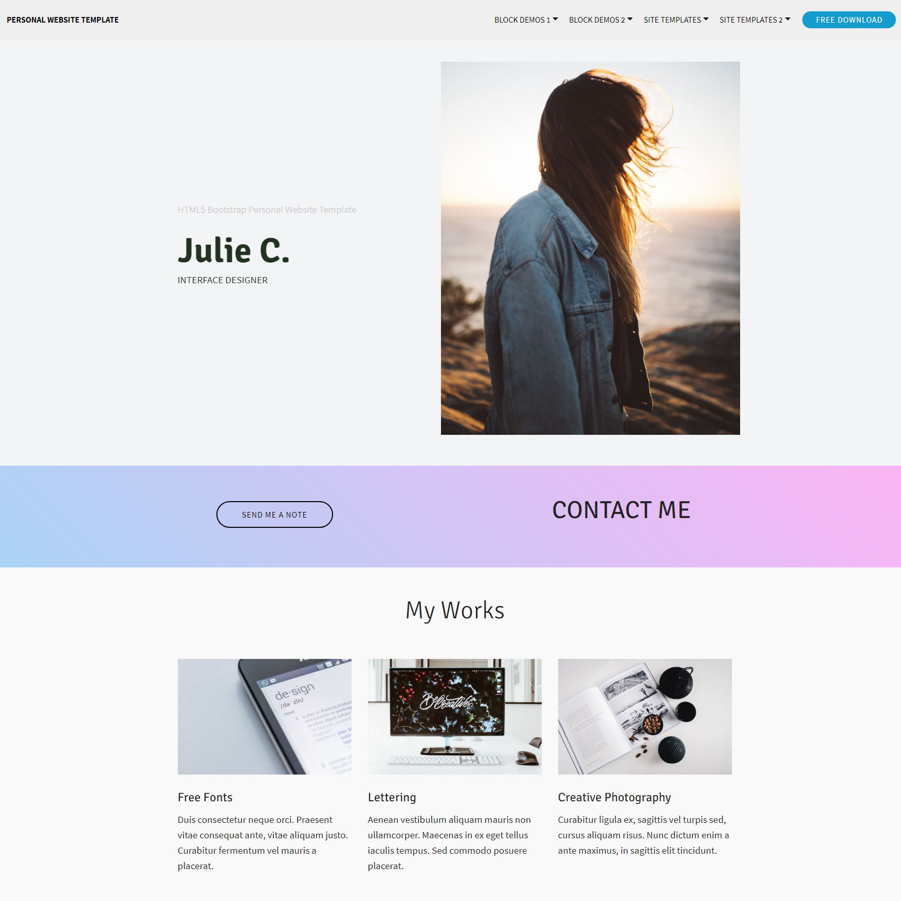 HTML Bootstrap Personal Website Themes
