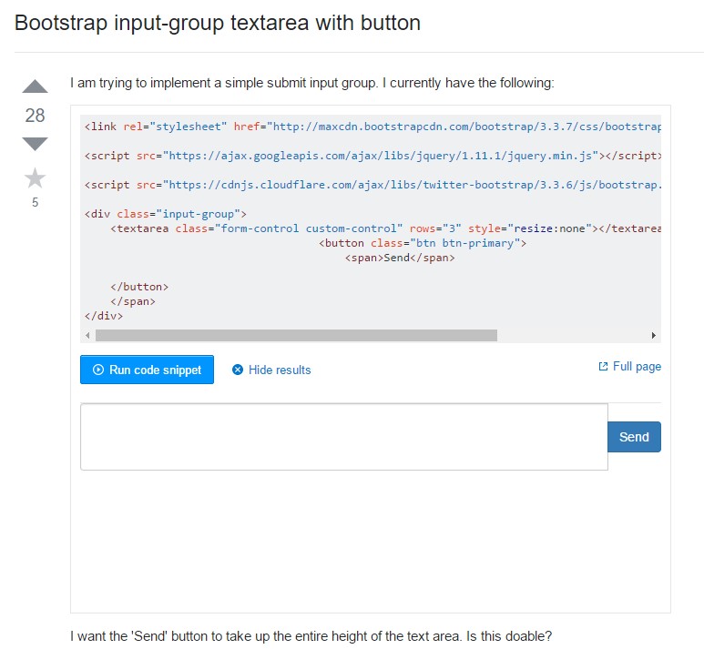 Bootstrap input-group Textarea button  by using