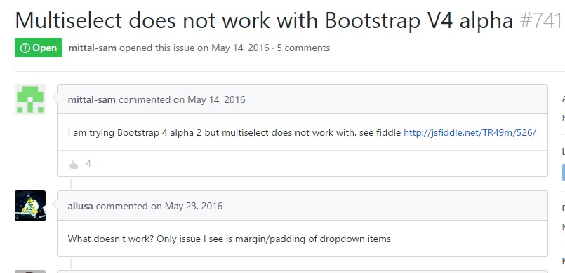 Multiselect does not work  using Bootstrap V4 alpha